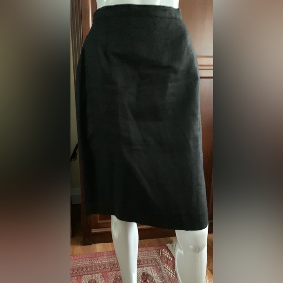 Black 100% linen mini pencil skirt over the knee Eur 44 US 10-12 - Picture 8 of 12